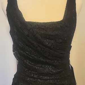 NWT Black Dress with Metallic Lace Overlay